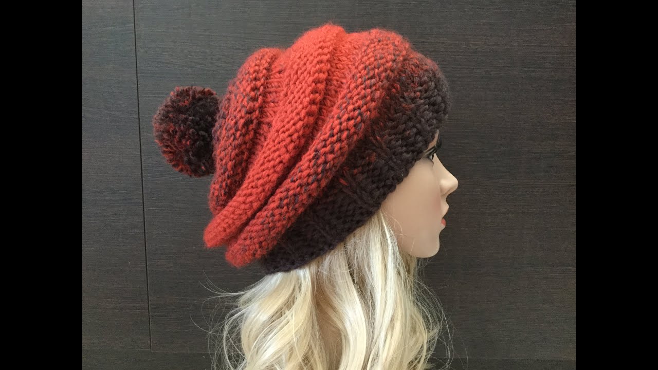 Fantazyjny beret na drutach