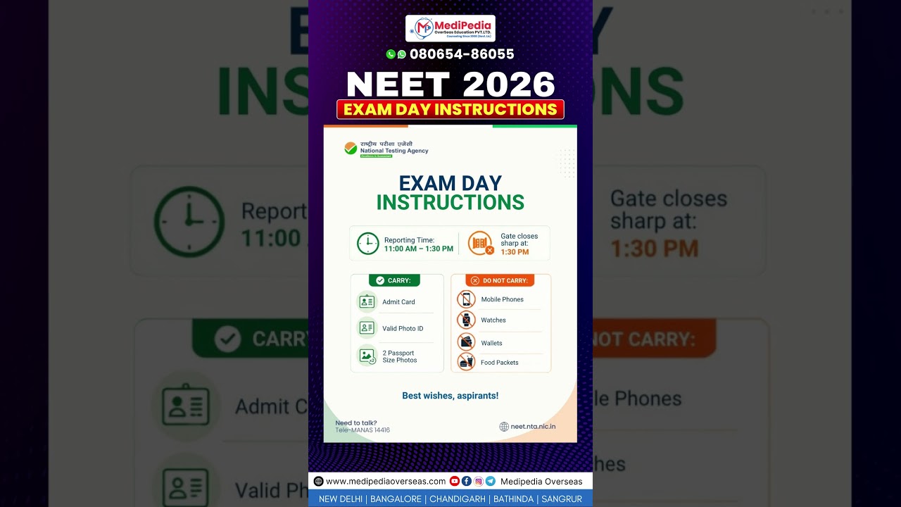 NTA Latest Update 🚨 NEET Exam Day Guidelines | What to Carry & Avoid | NEET Update 2026