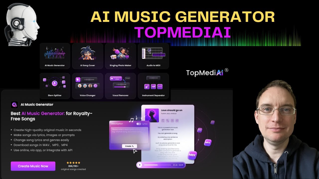 Генератор музыки с искусственным интеллектом - TopMediai
