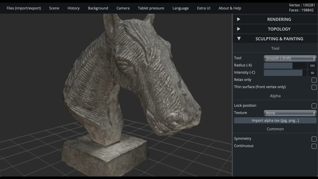 SculptGL: tutorial 1- manipulating a 3D scan