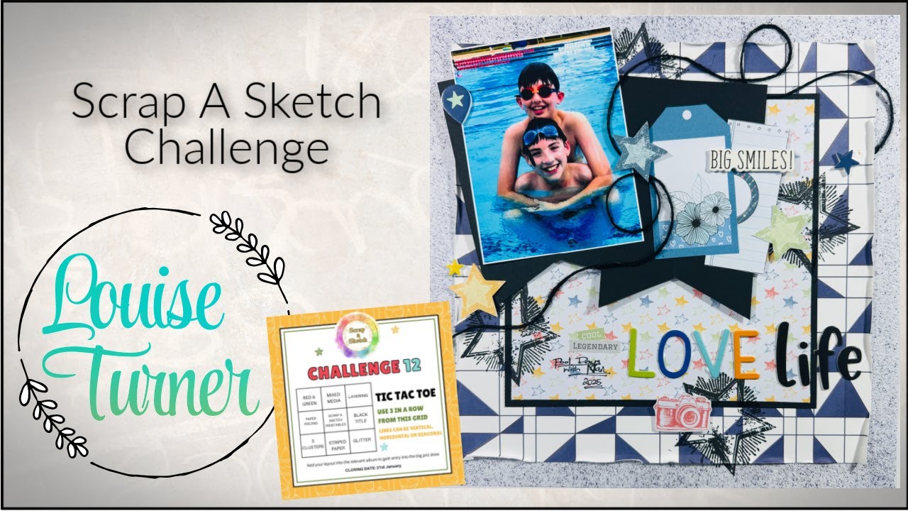 Scrap A Sketch - Tic tac Ho Ho Ho challenge - 12 x 12 Layout Process Video