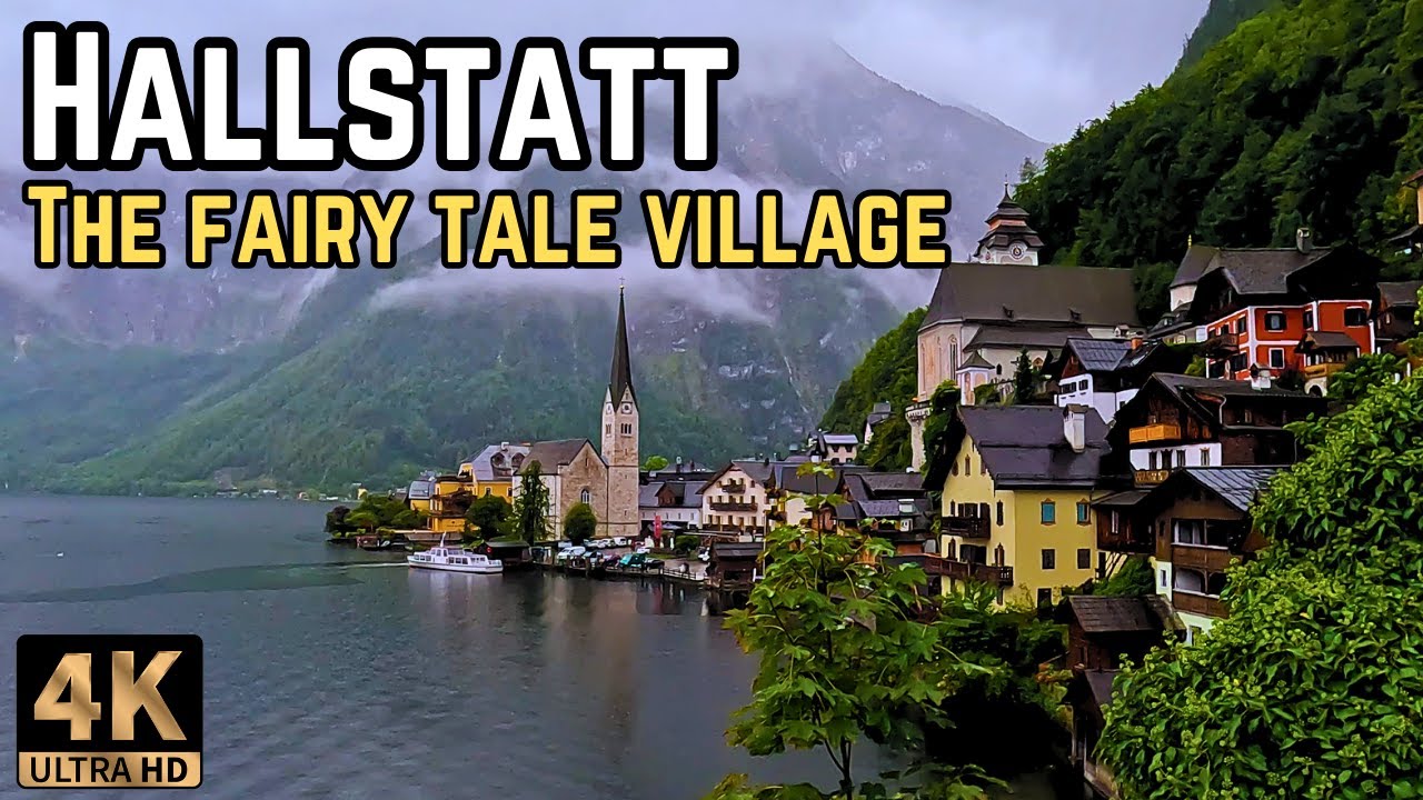 Hallstatt Rainy Day Relaxing Walking Tour Of The Fairy Tale Village. Austria 4k #asmr