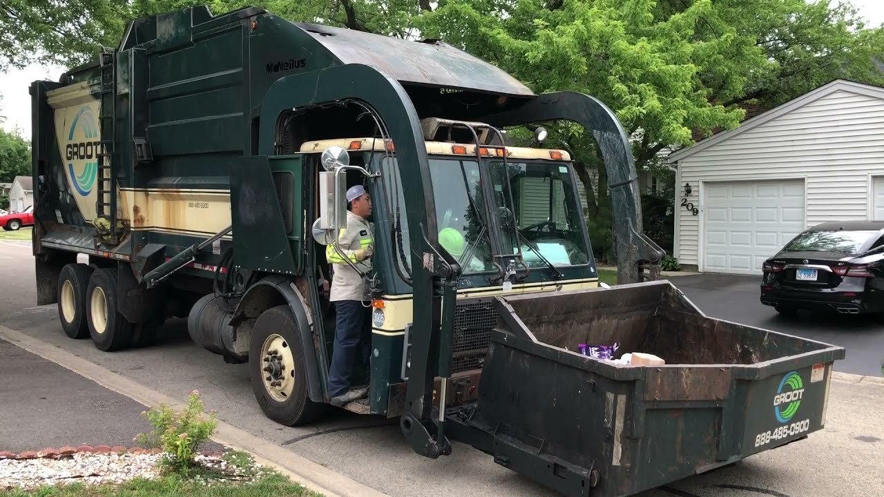 Garbage Trucks On Manual Trash- Groot Carry Cans In Bolingbrook