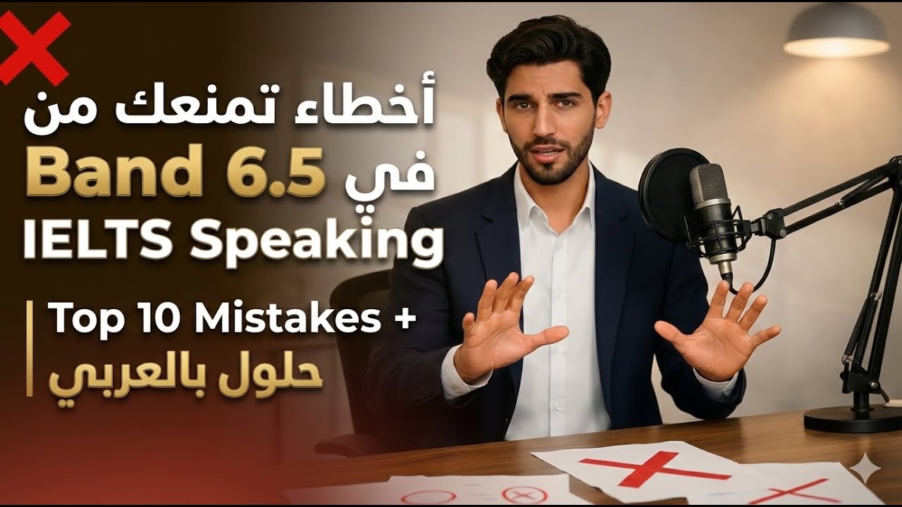 أخطاء تمنعك من Band 6.5 في IELTS Speaking | Top 10 Mistakes + حلول بالعربي