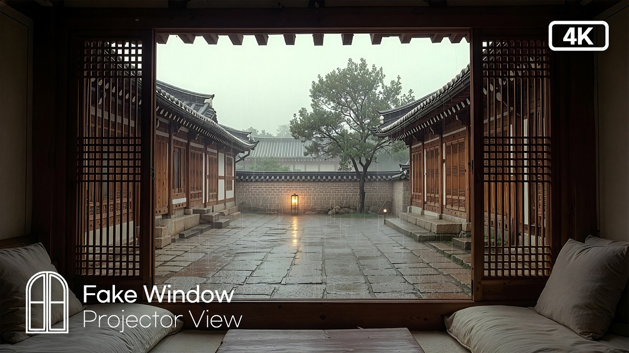 Rainy Hanok Courtyard 4K 🌧️Traditional Korean House View for Sleep