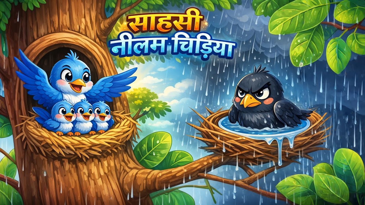 साहसी नीलम चिड़िया | Kauwa Wala Hindi | Cartoon Chidiya | Tuni Chidiya | Hindi kahaniyan