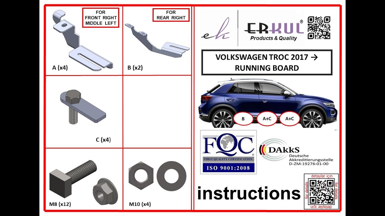 volkswagen t roc 2017+ / cupra formentor 2020+ running boards installation / yan basamak montajı