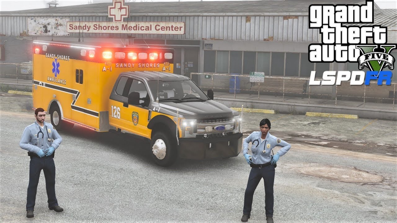 Мод GTA 5 Paramedic: Сэнди-Шорс Ford F-450 SuperCab EMS: машина скорой помощи, реагирующая на экс...