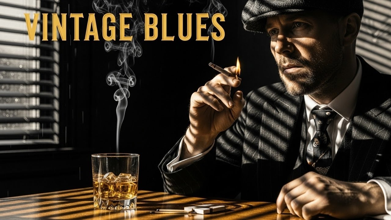 Noir Coffeehouse Blues Music with Vintage Background