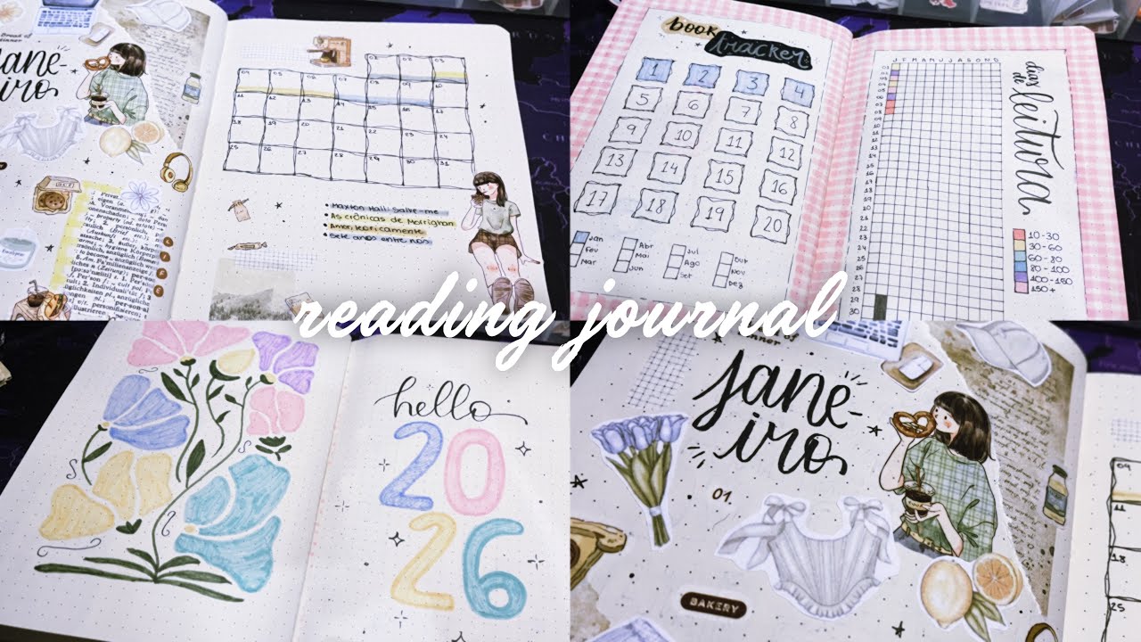 TOUR pelo meu CADERNO de LEITURA 2026 + fazendo a CAPA de JANEIRO | reading journal 📗💛