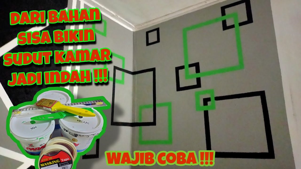 TUTORIAL CAT DINDING KAMAR MOTIF KOTAK DISUDUT SEMPIT || Kerenn...!!!