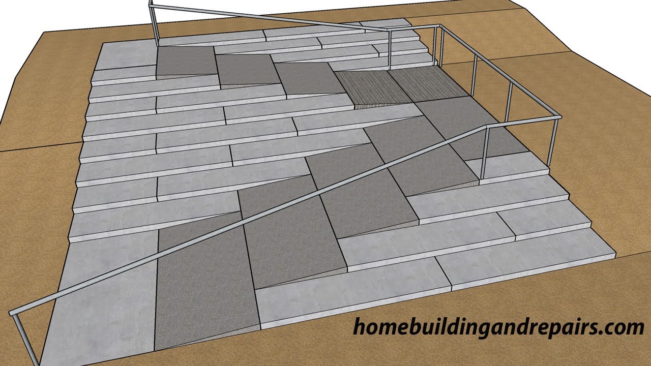 How To Design And Build Concrete Stairs With Ramp Built In Center - Interesting Architecture
