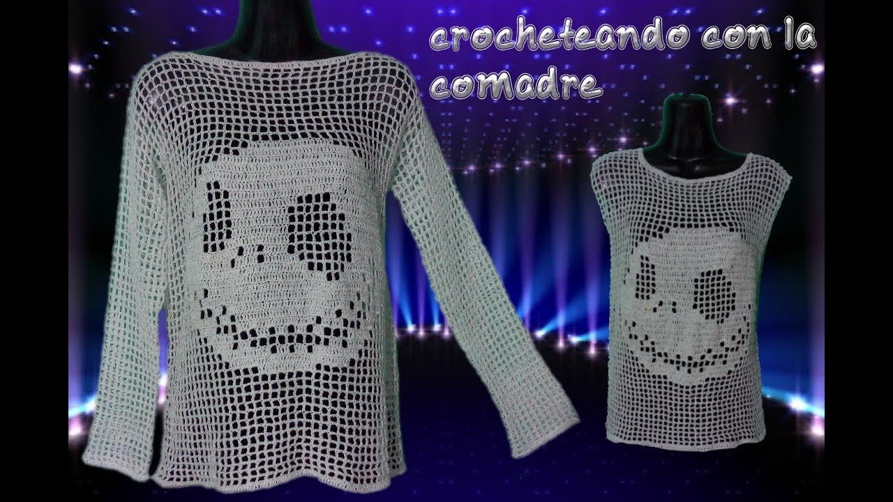 tutorial blusa jack parte 1 (DIA DE MUERTOS)  crocheteando con la comadre