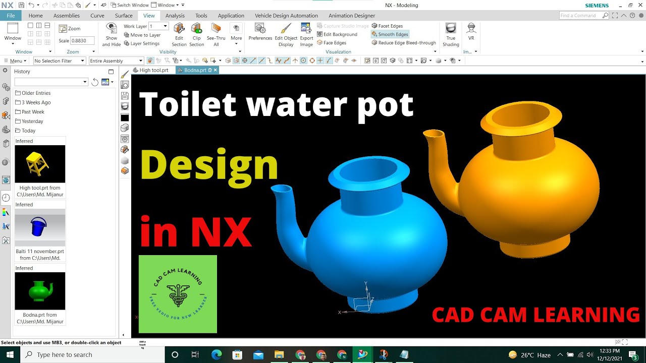 NX CAD | TOILET WATER POT (BODNA) | CAD CAM LEARNING