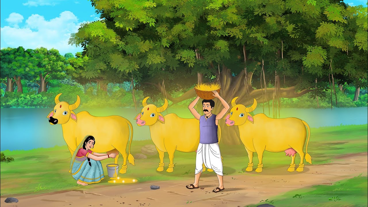 जादुई सोने की तीन गाय | Jaadui Sone Ki Teen Gaay | Hindi Kahani | Hindi Story | Cartoon Story