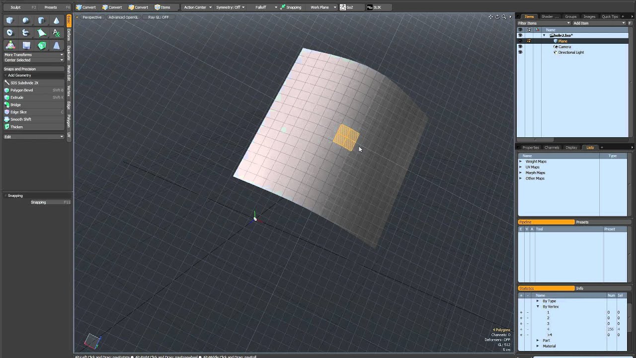 modo quick tip: making holes quickly in a subdivision surface