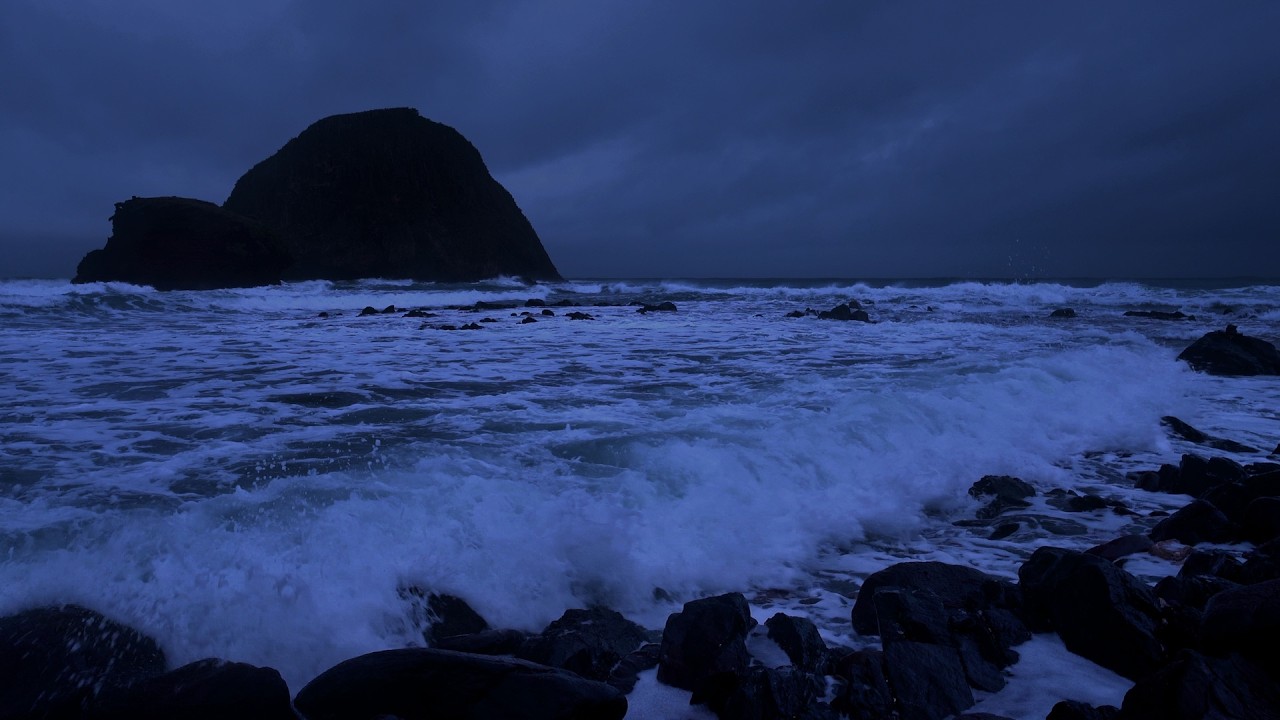 Fall Into Sleep Instantly - Powerful Waves at Night on Caribbean Beach - Ocean Sounds for Deep Sleep