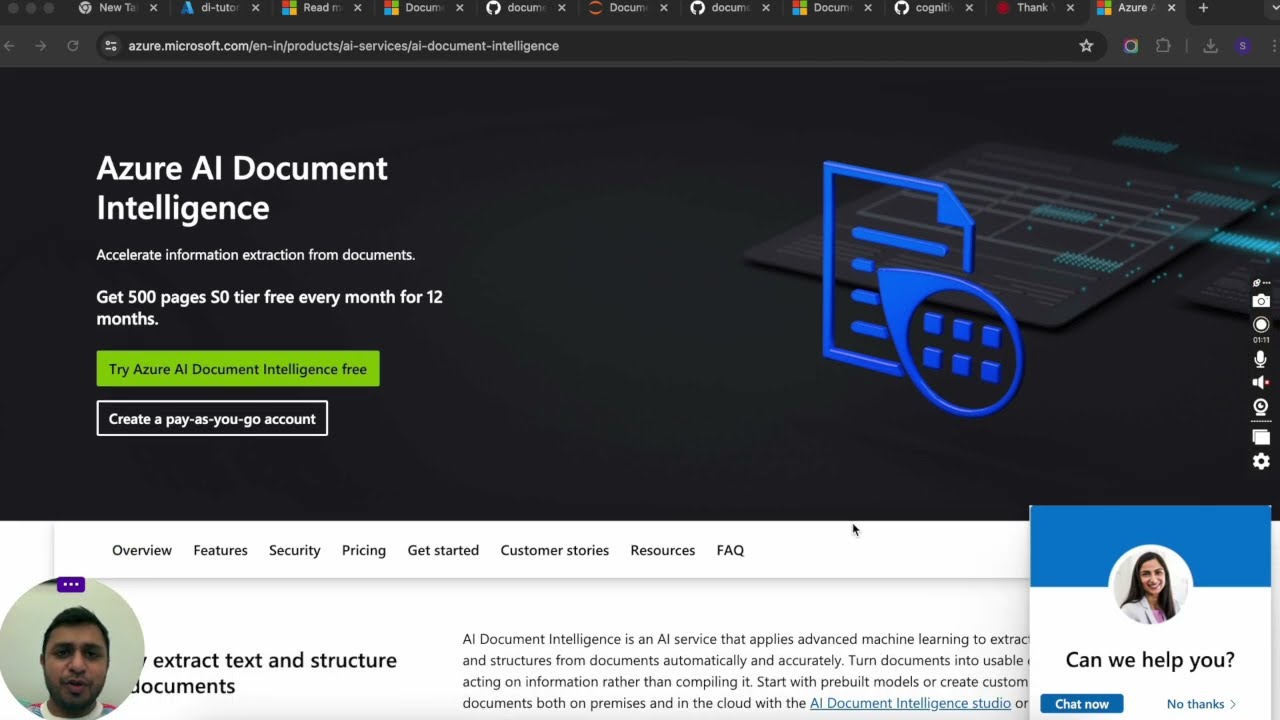 Azure AI Document Intelligence and prebuilt-read model