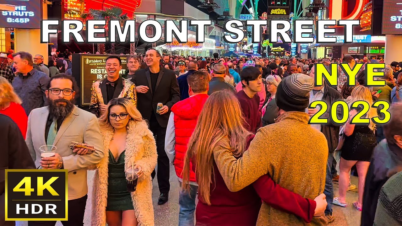 (4K HDR) Fremont Street Las Vegas New Year's Eve 2023 - Las Vegas, Nevada