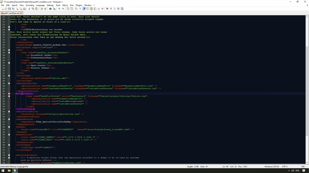 fs22 Modding modDescXML