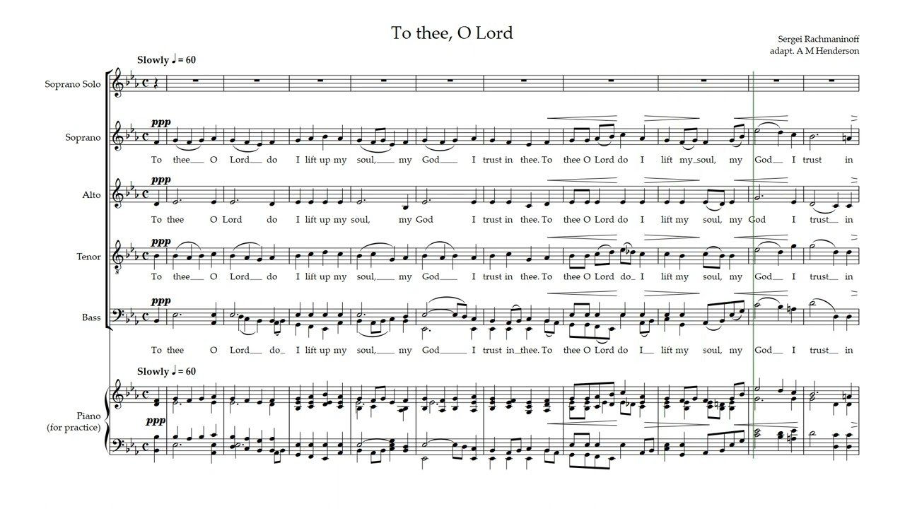 To thee, O Lord (Rachmaninov) - choral parts - bass