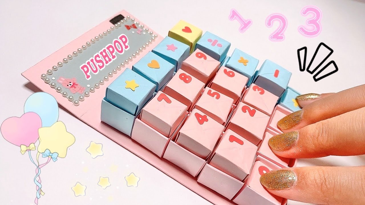 【夢かわ】電卓プッシュポップ 折り紙プッシュポップの作り方 可愛いプッシュポップ POPIT