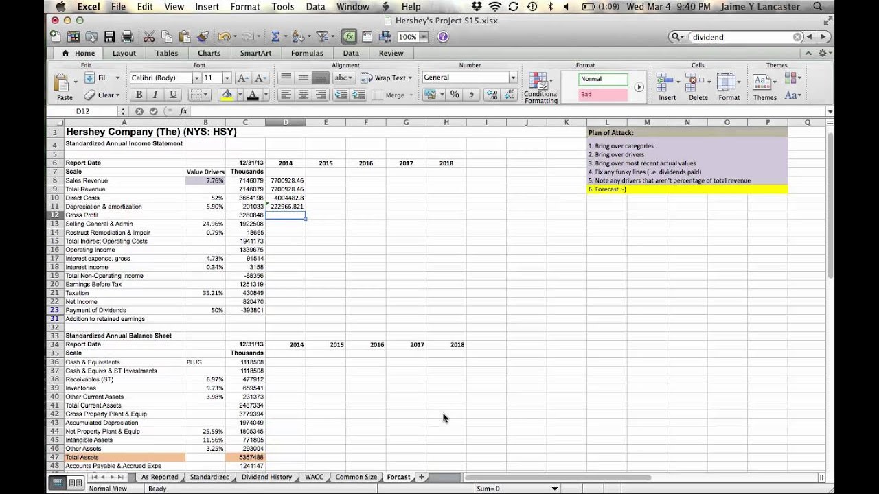 Project S15 - Forecasting the Income Statement