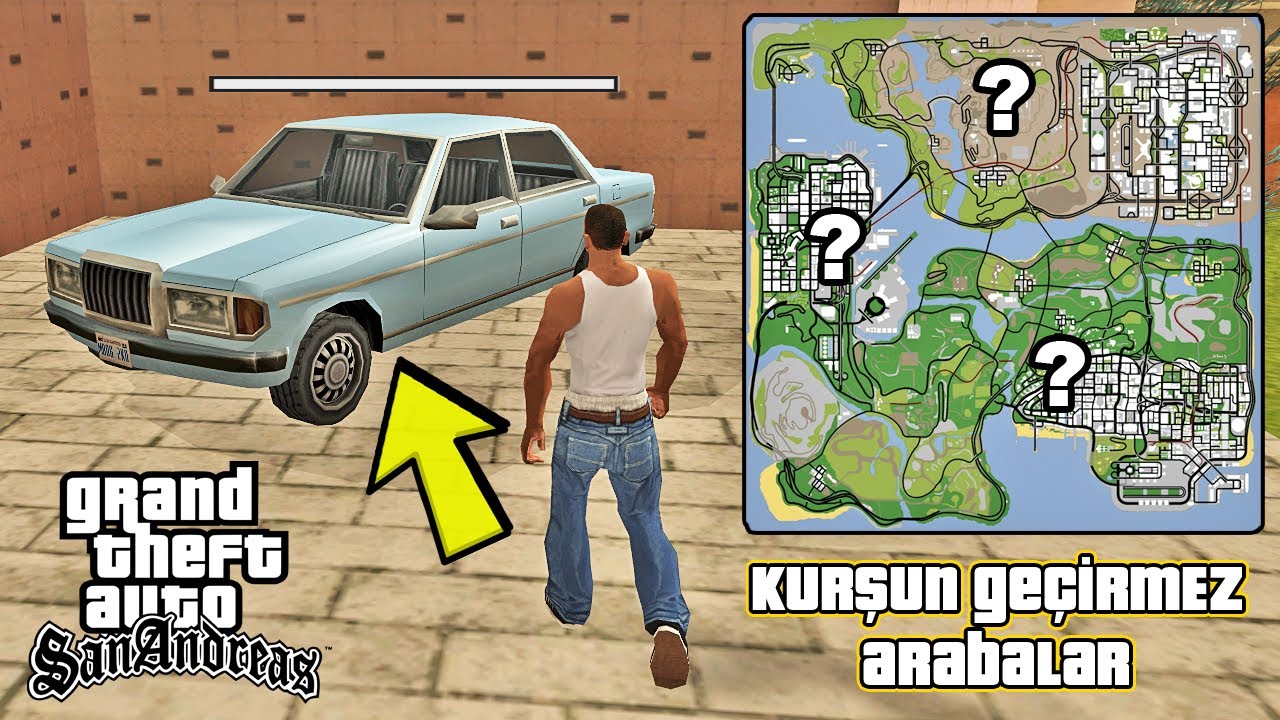GTA SAN ANDREAS 'IN HARİTADA GİZLİ OLAN KURŞUN GEÇİRMEZ ARABALARI ! NEREDE BULUNUR ?