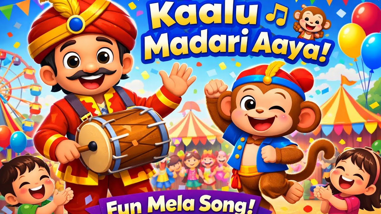 कालू मदारी आया Kaalu Madari Aaya Aaya 🎵😍 | Dhol Wala Cartoon kids Song | Rhythms popular kids song