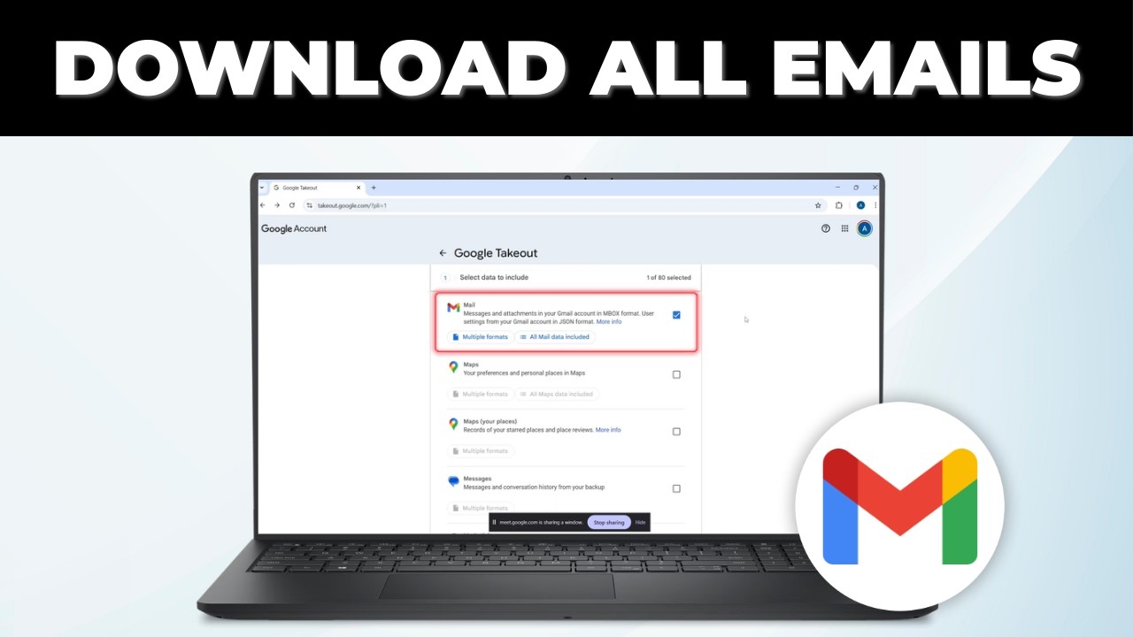 Как скачать все электронные письма из Gmail с помощью Google Takeout