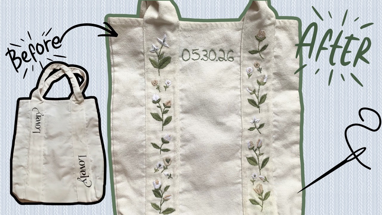 Beginner Embroidery - Bridal Shower Bag pt. 2 :Project Vlog