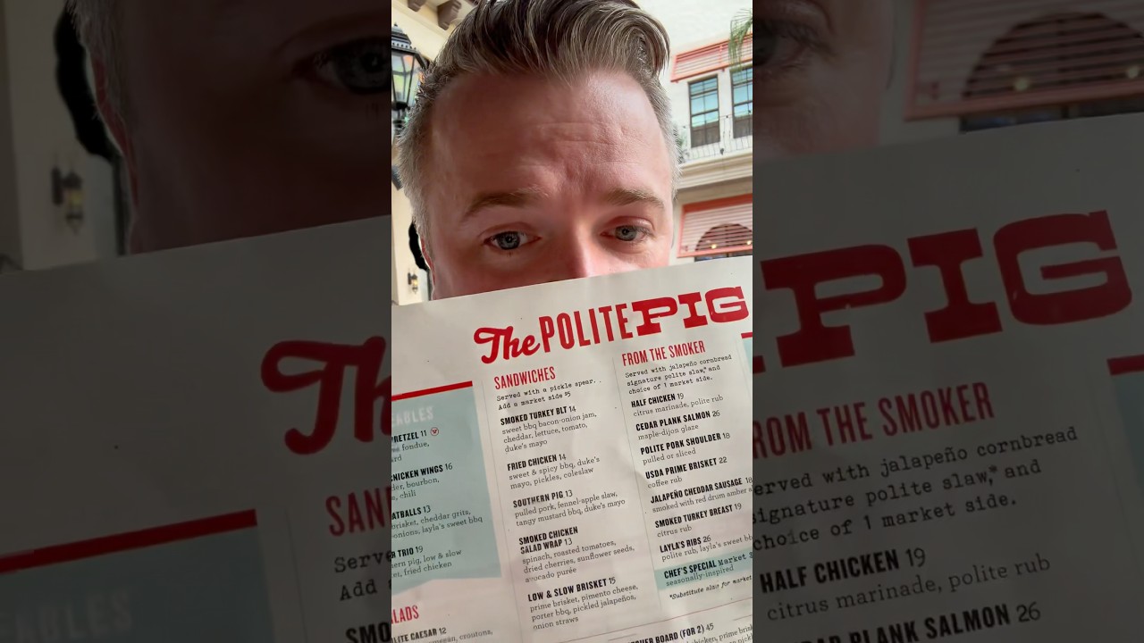 Trying Polite Pig in Disney Springs #disney #food #foodie #bbq #shorts #subscribe #vlog #newyoutuber