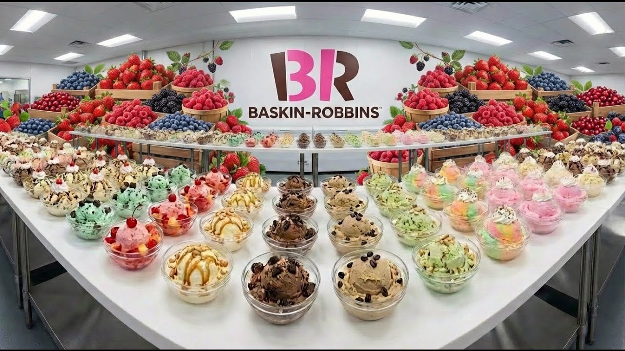 This is How Baskin-Robbins Makes 1000 Ice Cream Bowls in 1 Hour - Baskin-Robbins Production! 🍦