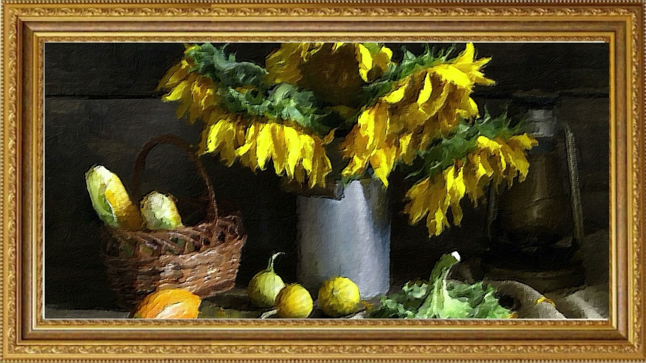 Tranquil Sunflower Flowers | Relaxing Floral Oil Painting | Soft Visual Art for 4K TV