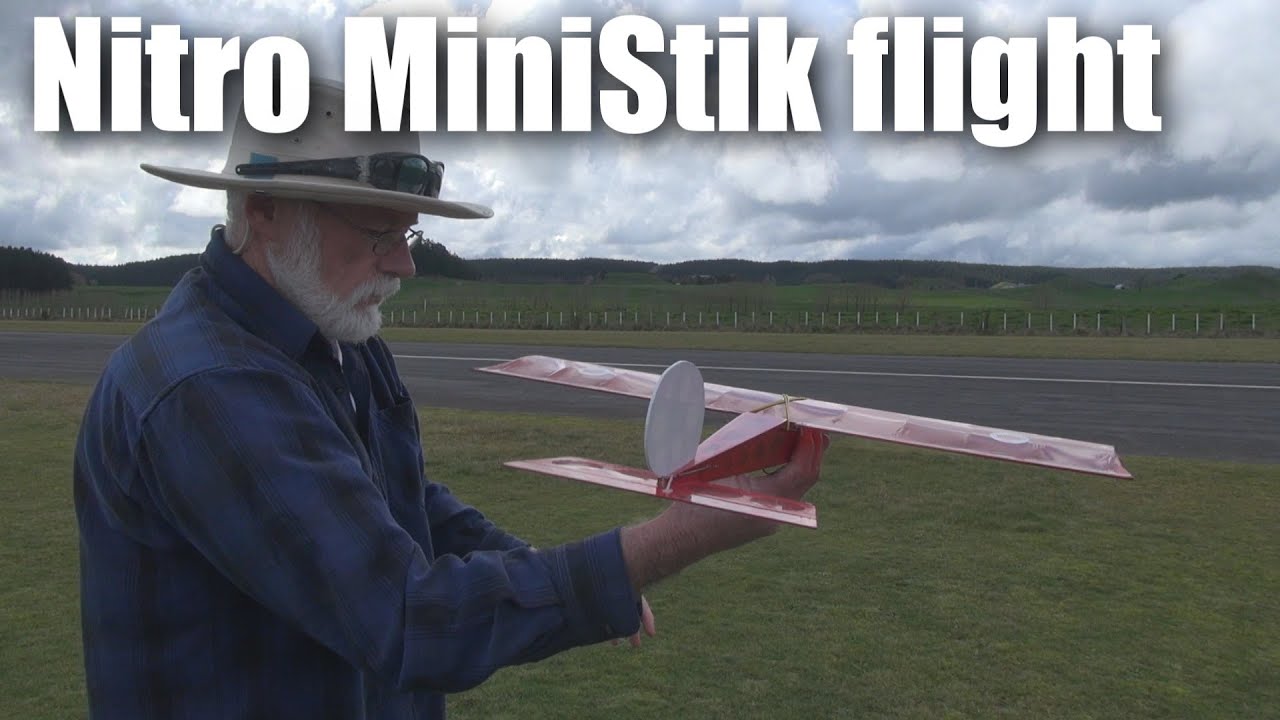 Nitro powered mini-stick RC plane, first flight