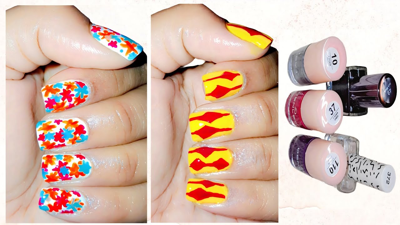 Beautiful flower nail art & Easy barfi nail design for short nails💅 #youtubevideo #nailart #foryou 