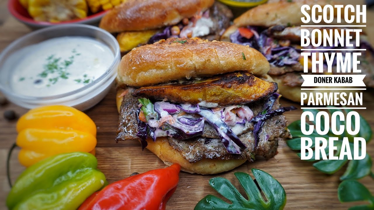 BANGING SCOTCH BONNET & THYME DONER KABAB PARMESAN COCO BREAD 
