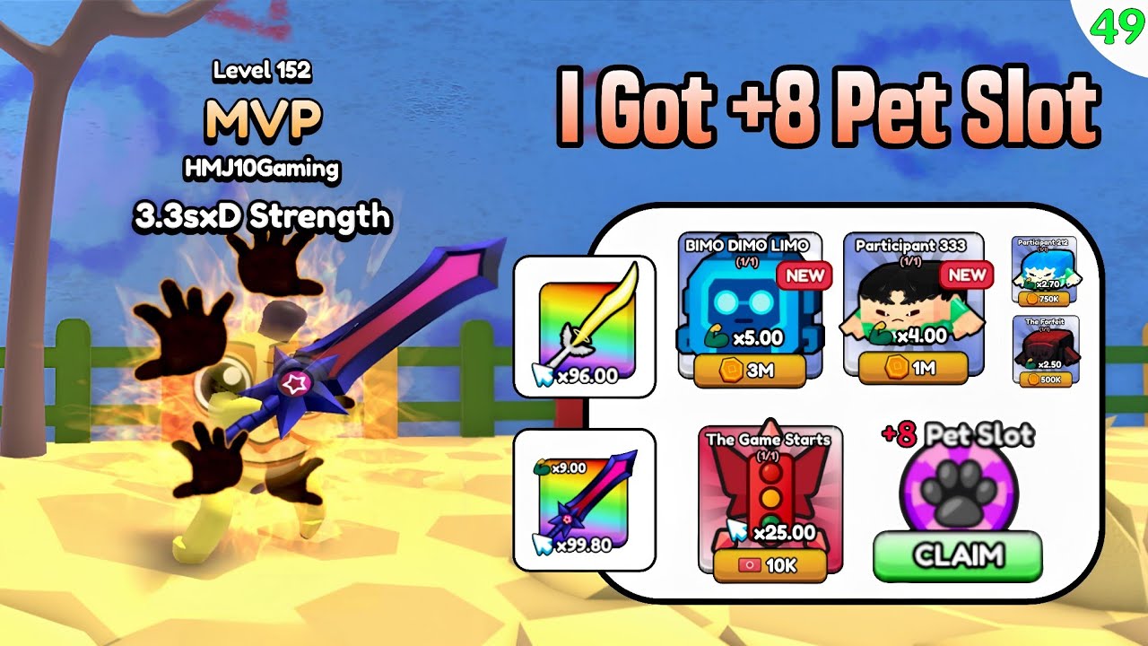 I Got +8 PET SLOT - Bimo Dimo Limo Pet & Pull a Sword Roblox #49