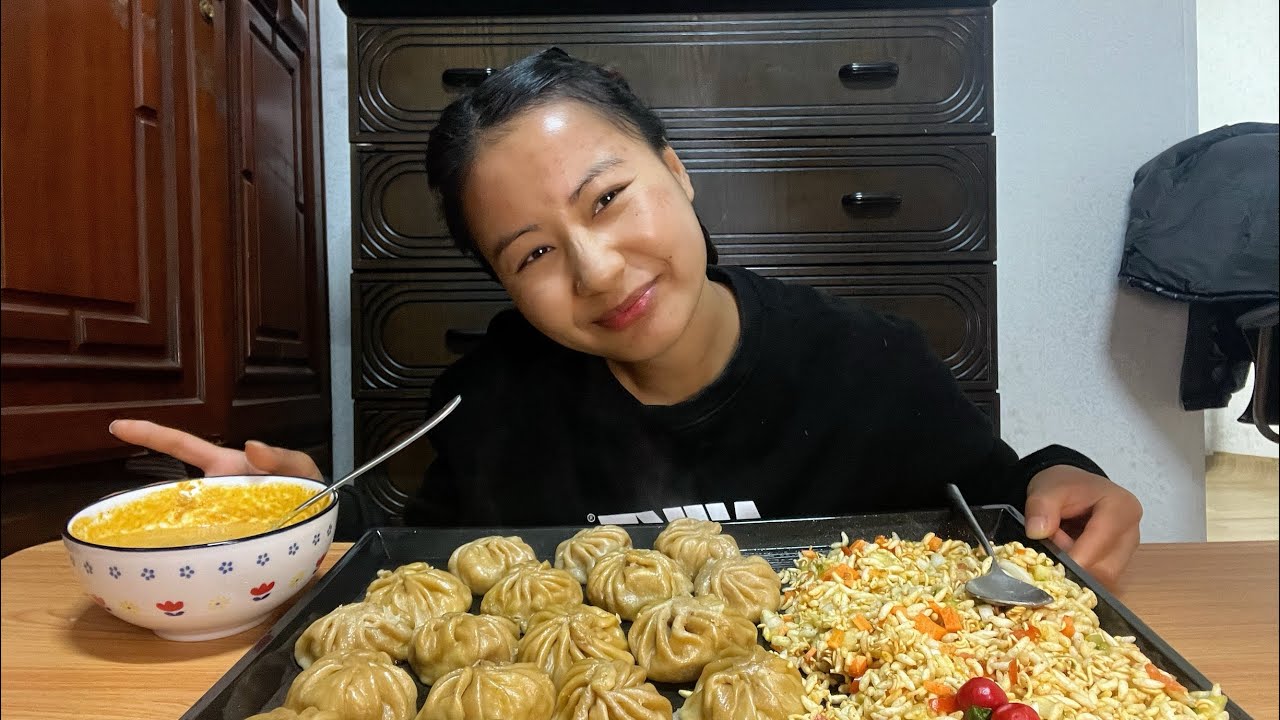 Pork momo with chatpate mukbang 🥰💗