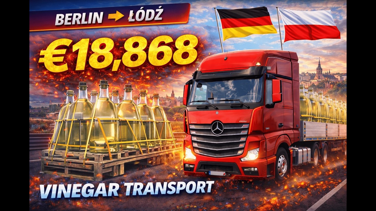 €18,868 Vinegar Haul! Berlin → Łódź 🇩🇪🇵🇱 Mercedes Actros 2009