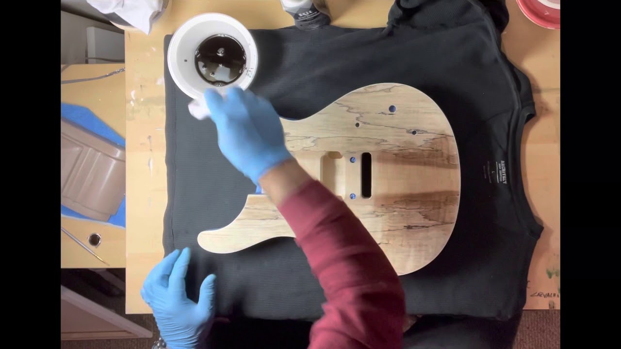 Building a PRS style DIY Guitar Kit  Part 3. Dyeing  the Top