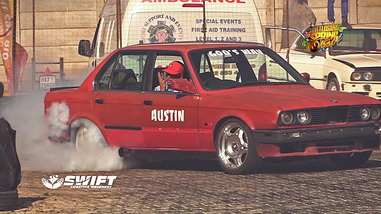 Austin spinning his V8 E30 in 4th gear