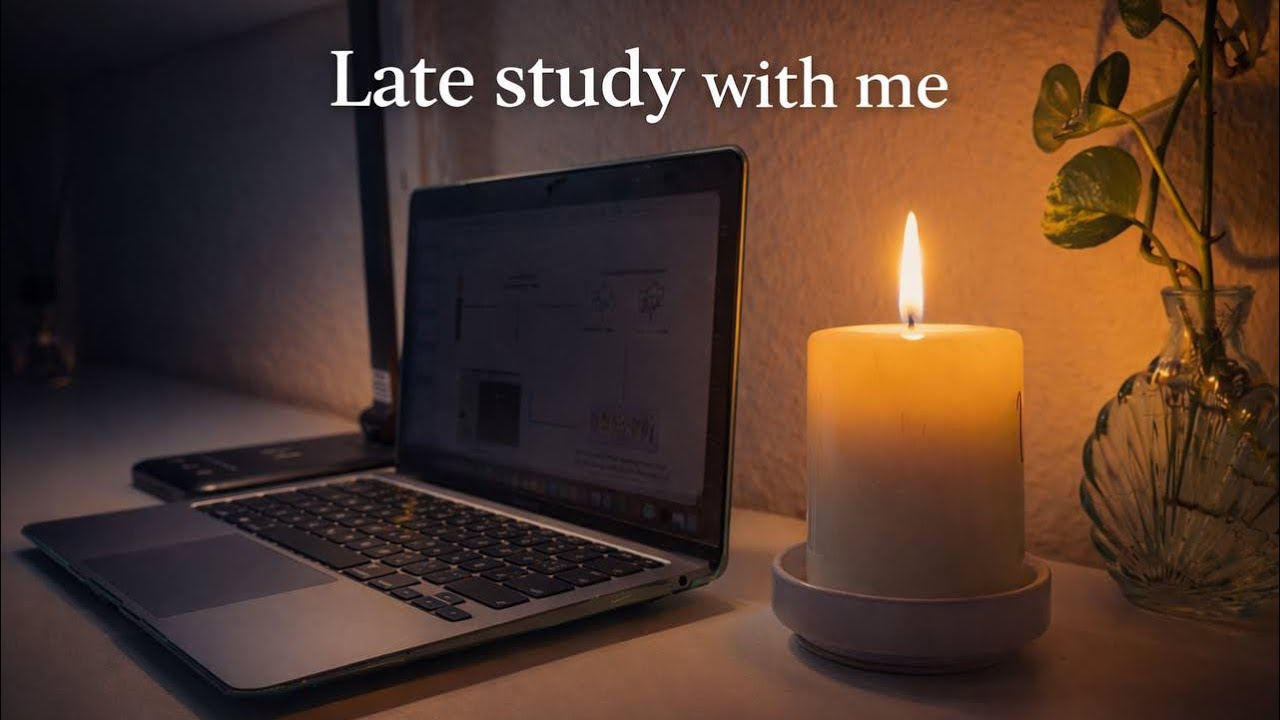 Late Night Study With Me | 25/5 Pomodoro | Rain Sounds | Cozy Desk