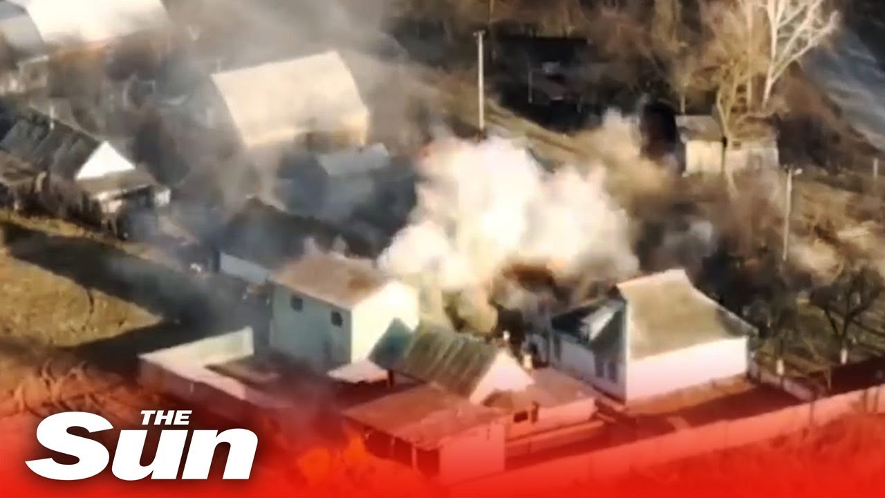 Russian soldiers run for their lives as Ukraine forces destroy base