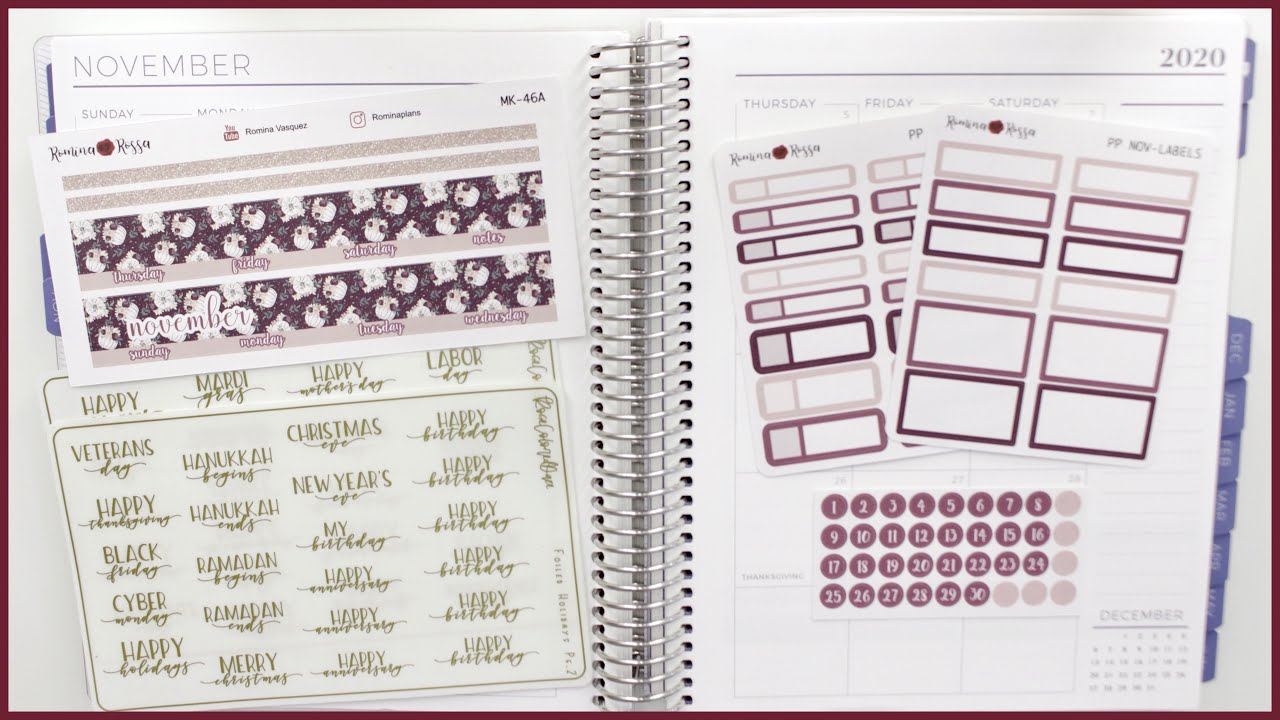Plan with Me: November 2020 - Plum Paper Monthly View | Romina Rossa