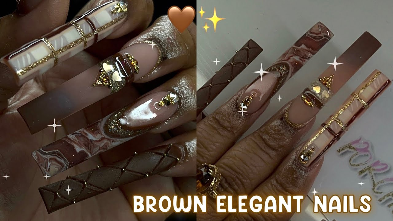 🤎✨ ELEGANT BROWN MARBLE NAILS ✨🤎 | HOW TO CUSHION NAIL |  RECREATION SET ✨