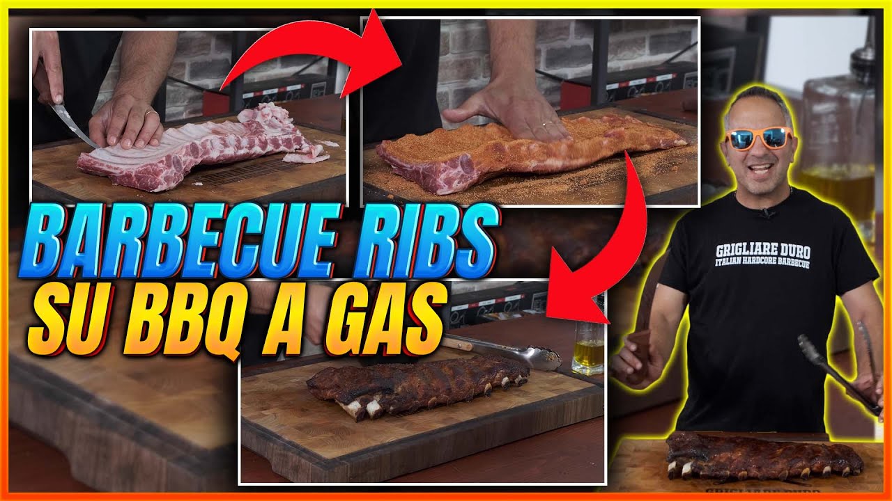 BBQ Pork Ribs su Barbecue a Gas | Costine Barbecue all'Americana | Grigliare Duro
