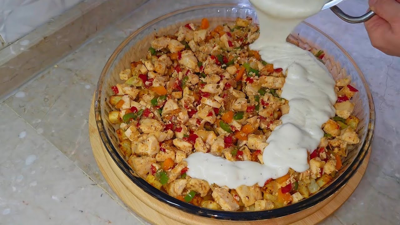 👉Misafirleriniz için nefis bir akşam yemeği 👉Beşamel soslu sebzeli tavuk #trending #chicken 