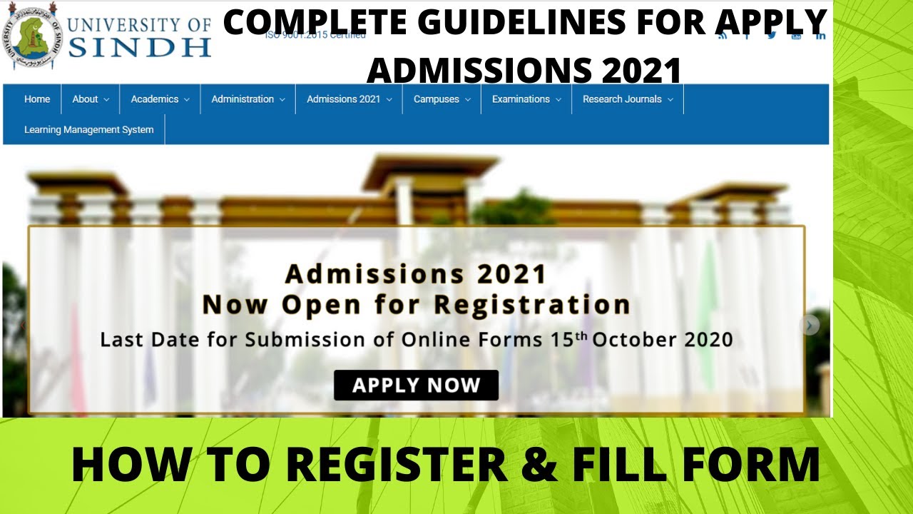 How To Register & Fill Online Admission Form 2021, Sindh University Jamshoro||Complete Guidelines.