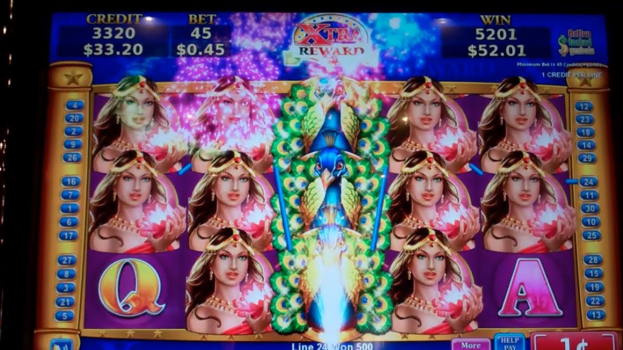 Adorned Peacock Slot Machine Bonus + BIG Line Hit - 15 Free Spins Win (#1)
